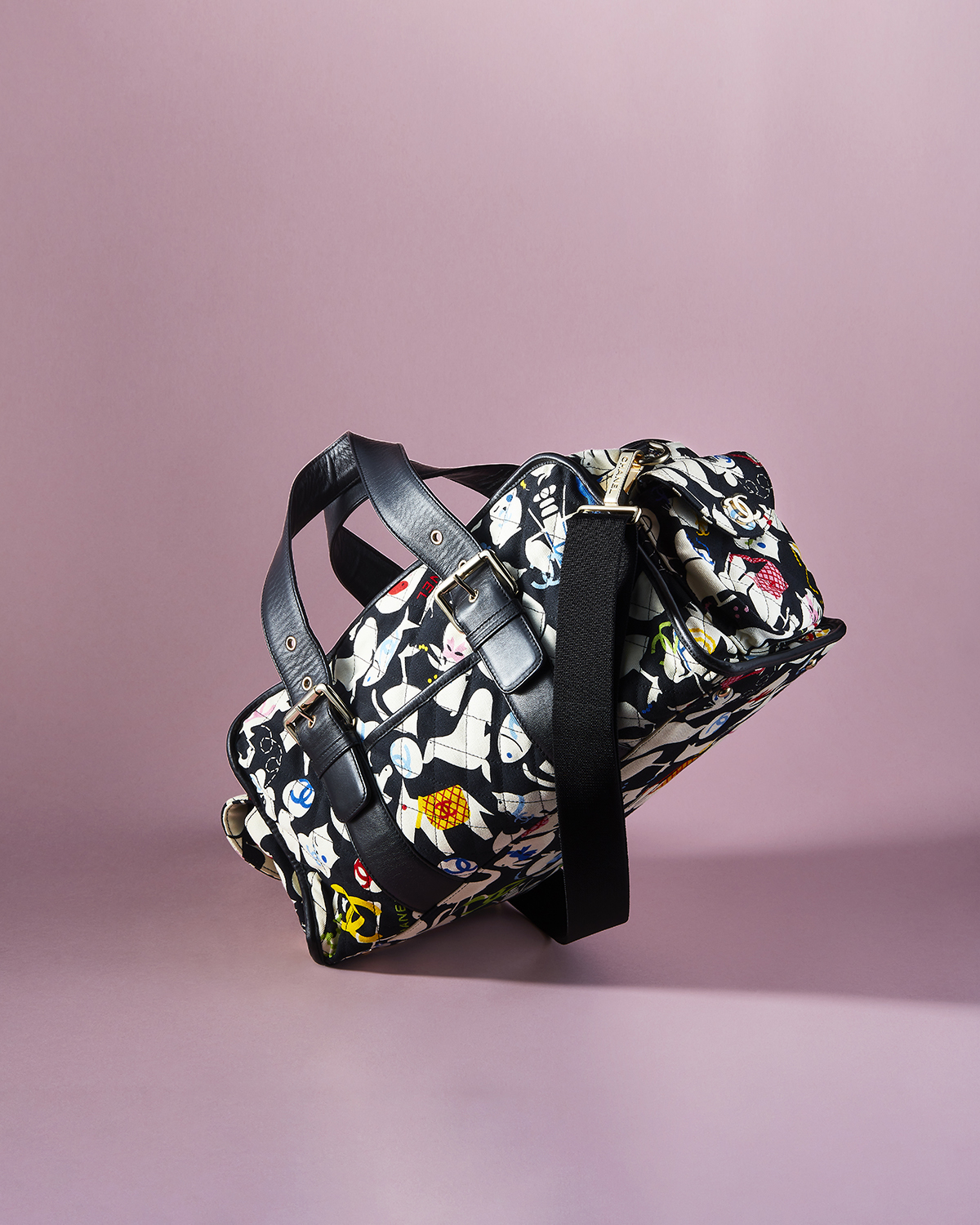 Chanel Black Canvas Duffel Bag