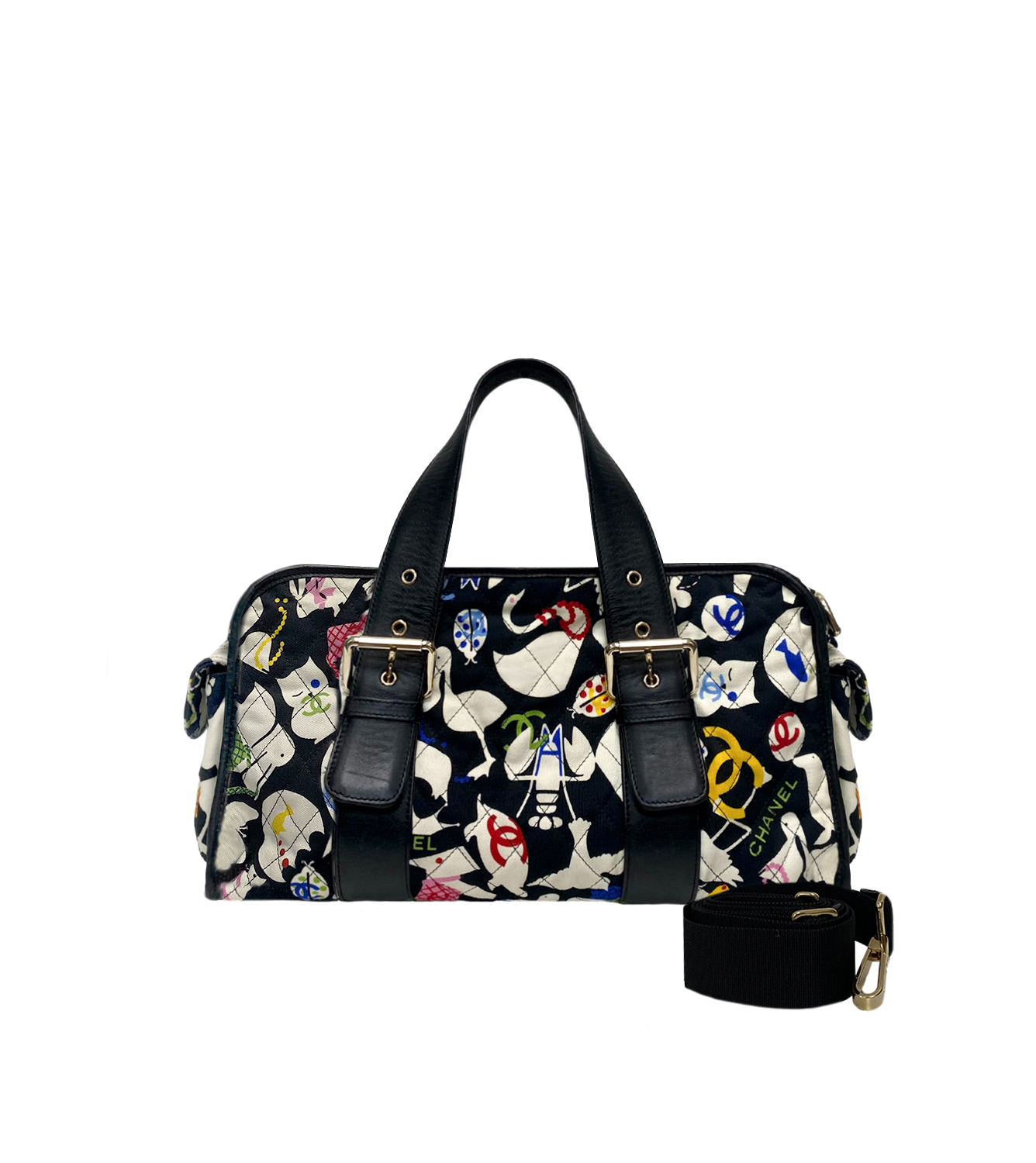 Chanel Black Canvas Duffel Bag