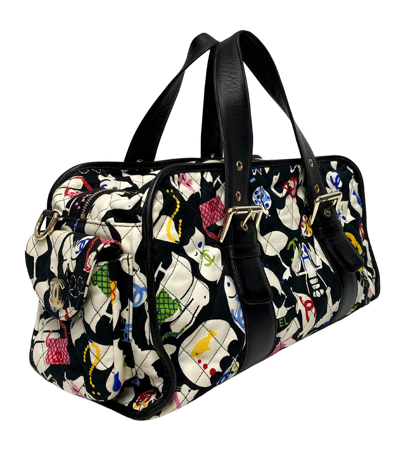 Chanel Black Canvas Duffel Bag