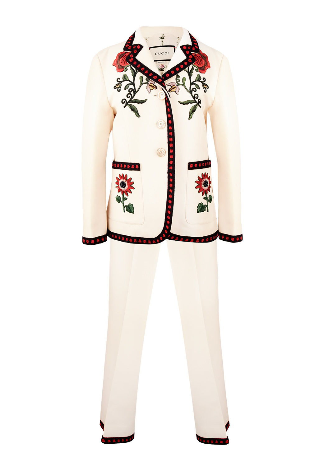Gucci Embroidery White Suit