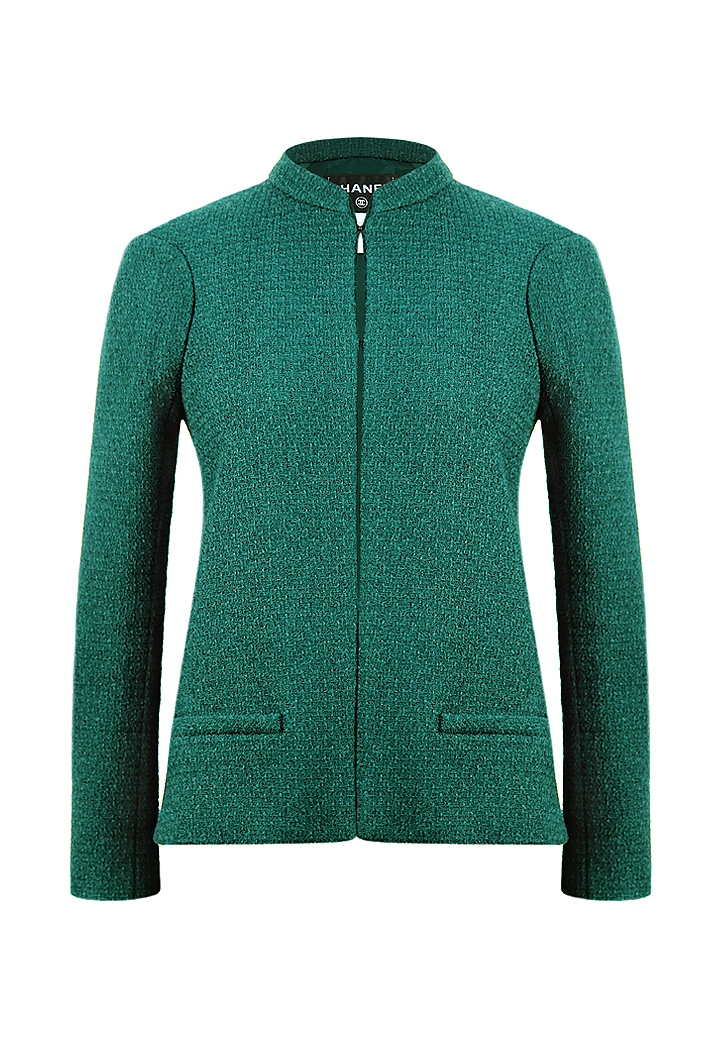 Chanel Dark Green Tweed Jacket