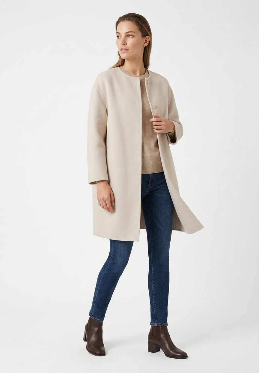 Prada Collarless Wool Coat