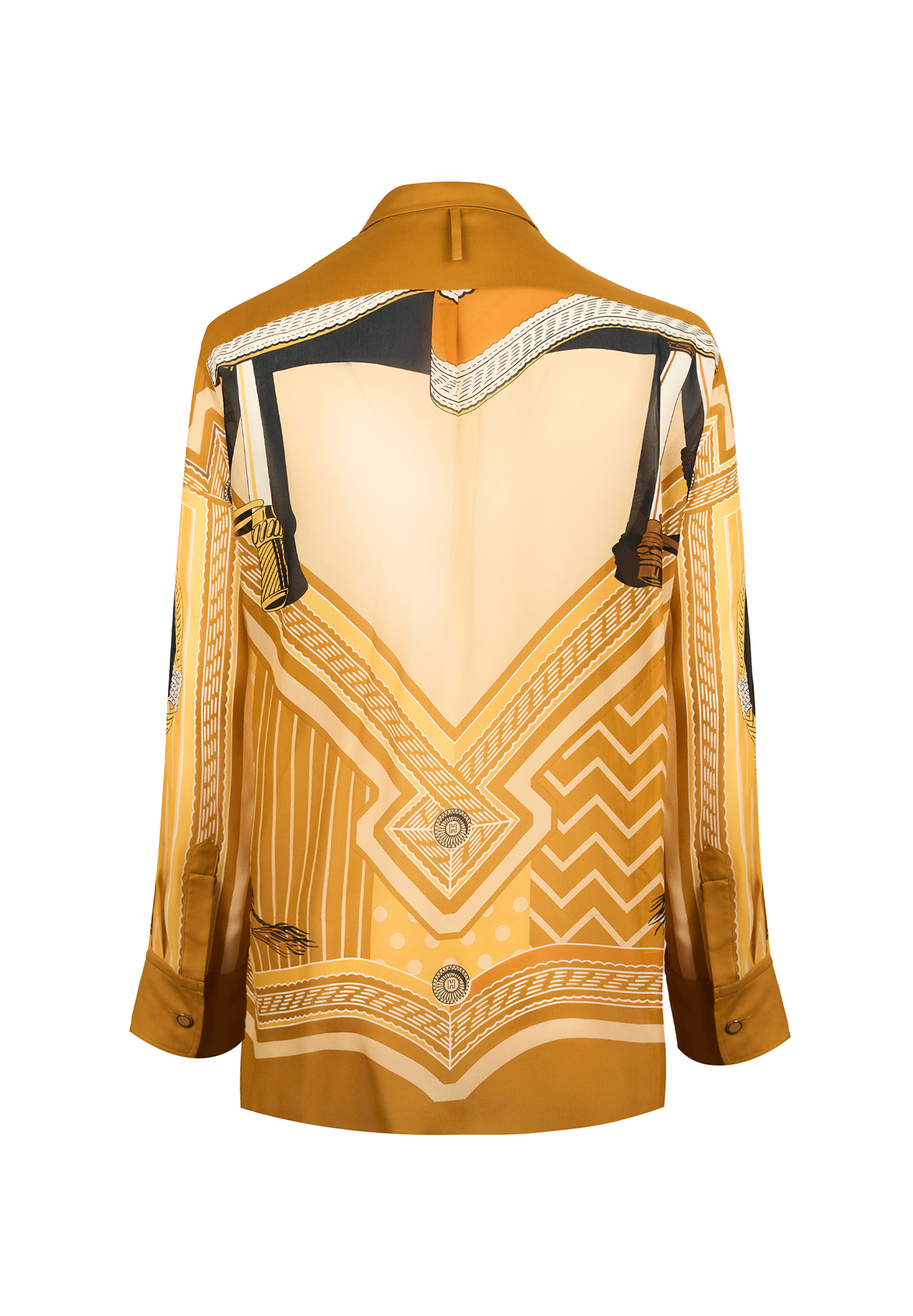 Hermès Mustard Printed Blouse