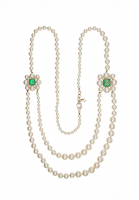 Chanel Pearl Green Gripoix Crystals Necklace