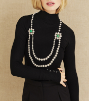 Chanel Pearl Green Gripoix Crystals Necklace