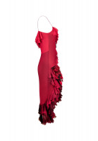 John Galliano Burgundy Dress With Ruffles