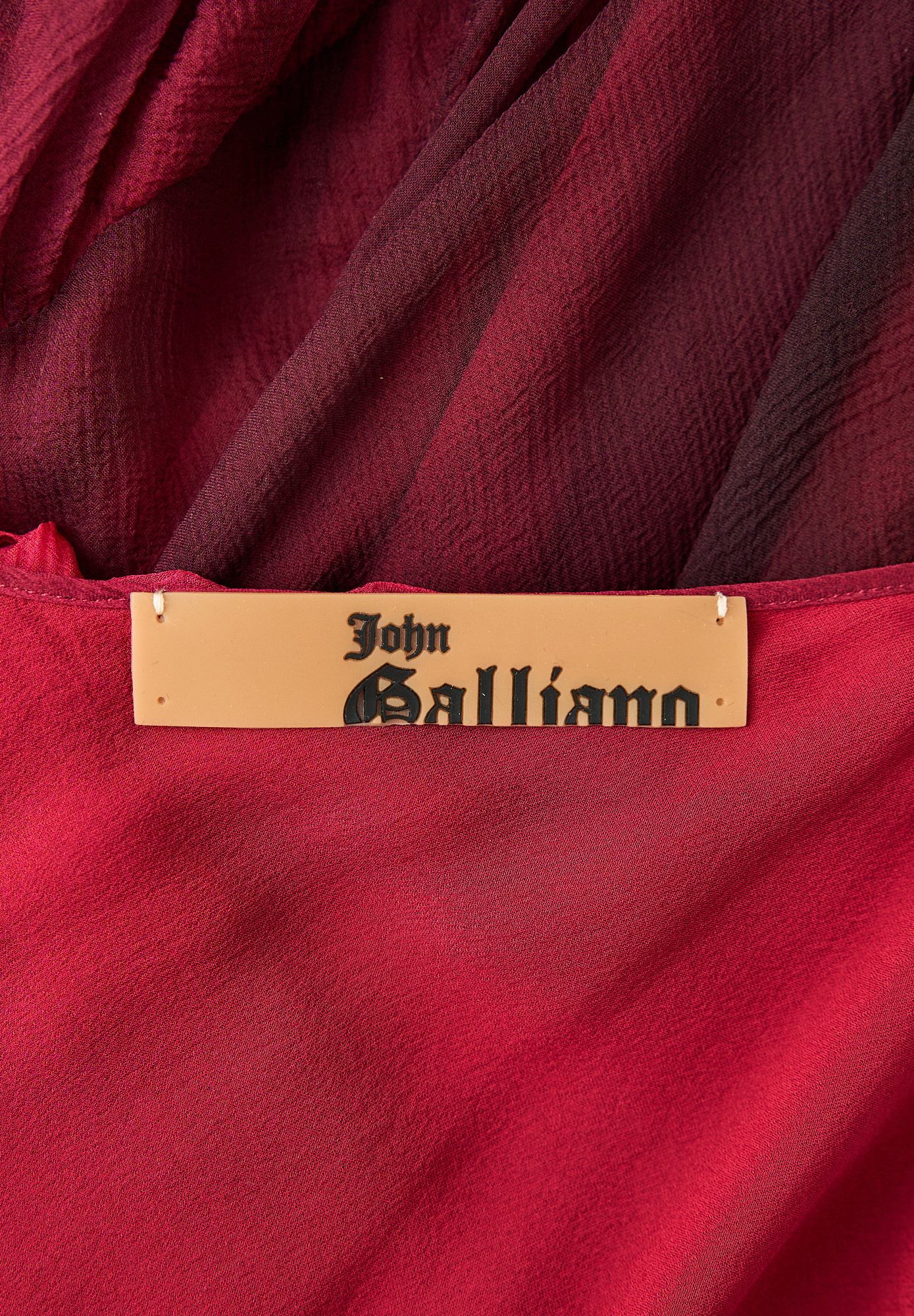 John Galliano Burgundy Dress With Ruffles
