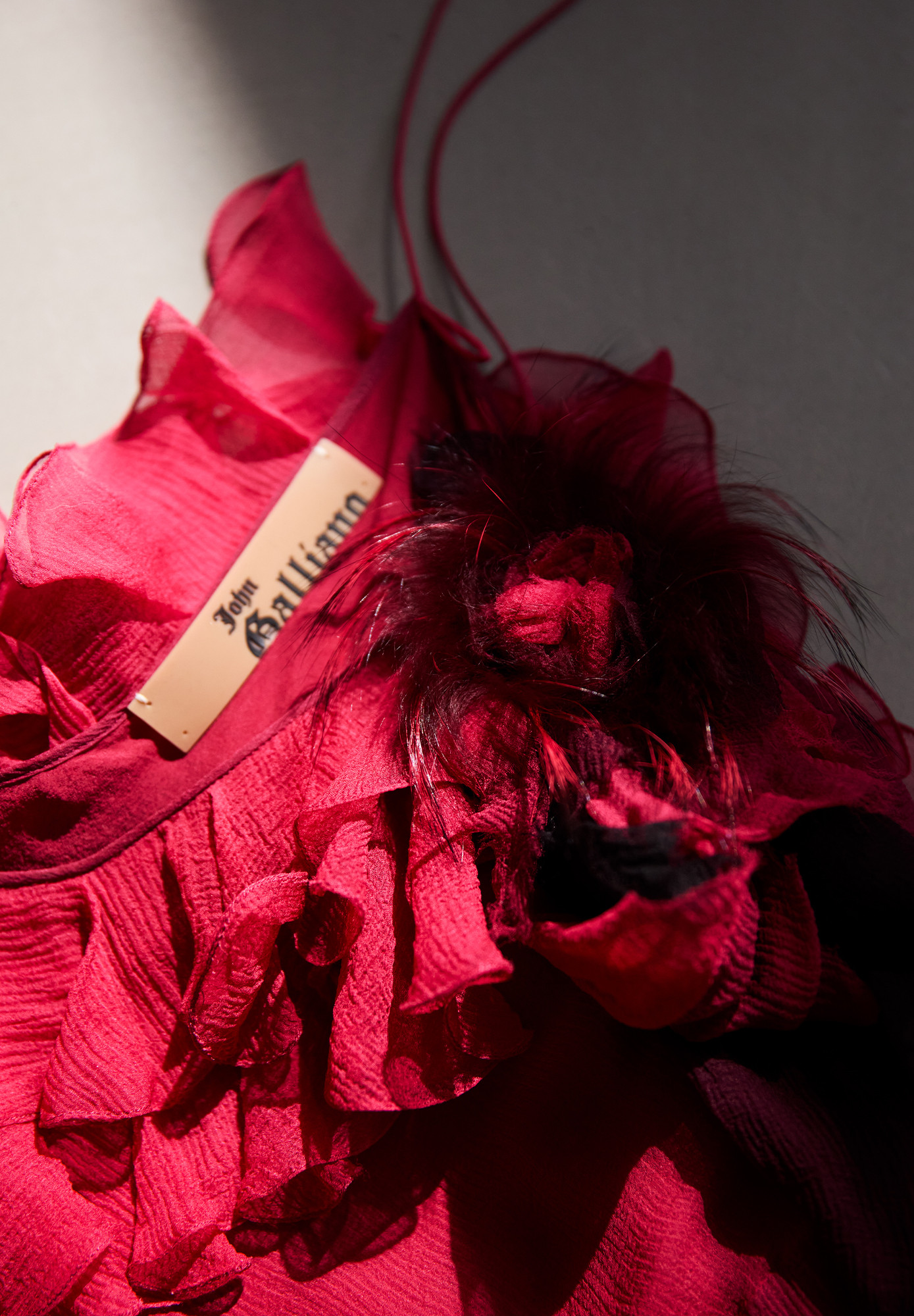 John Galliano Burgundy Dress With Ruffles