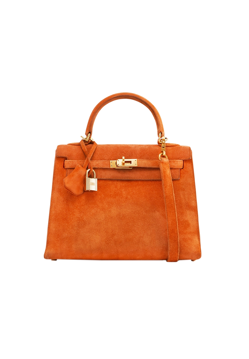 Hermès Kelly 25 Orange H Suede Bag