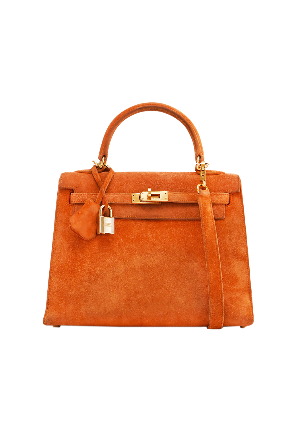 Hermès Kelly 25 Orange H Suede Bag