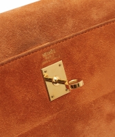 Hermès Kelly 25 Orange H Suede Bag