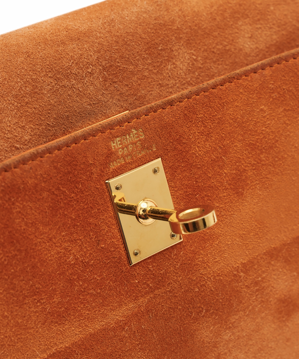 Hermès Kelly 25 Orange H Suede Bag