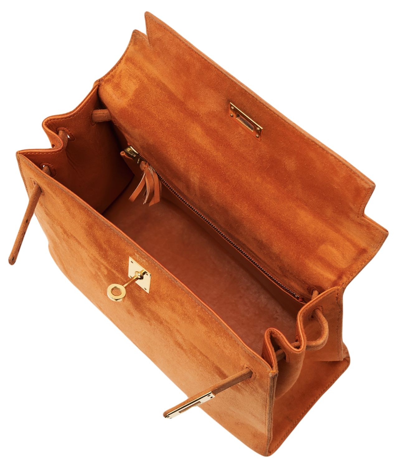 Hermès Kelly 25 Orange H Suede Bag