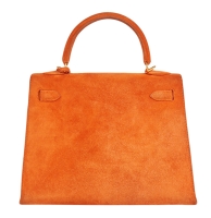 Hermès Kelly 25 Orange H Suede Bag
