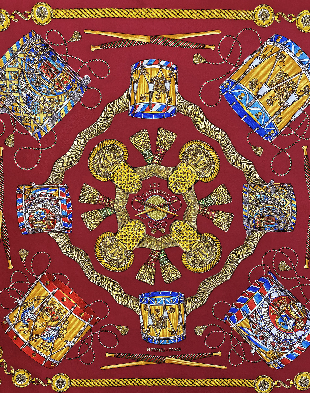 Hermès Les Tambours Silk Scarf