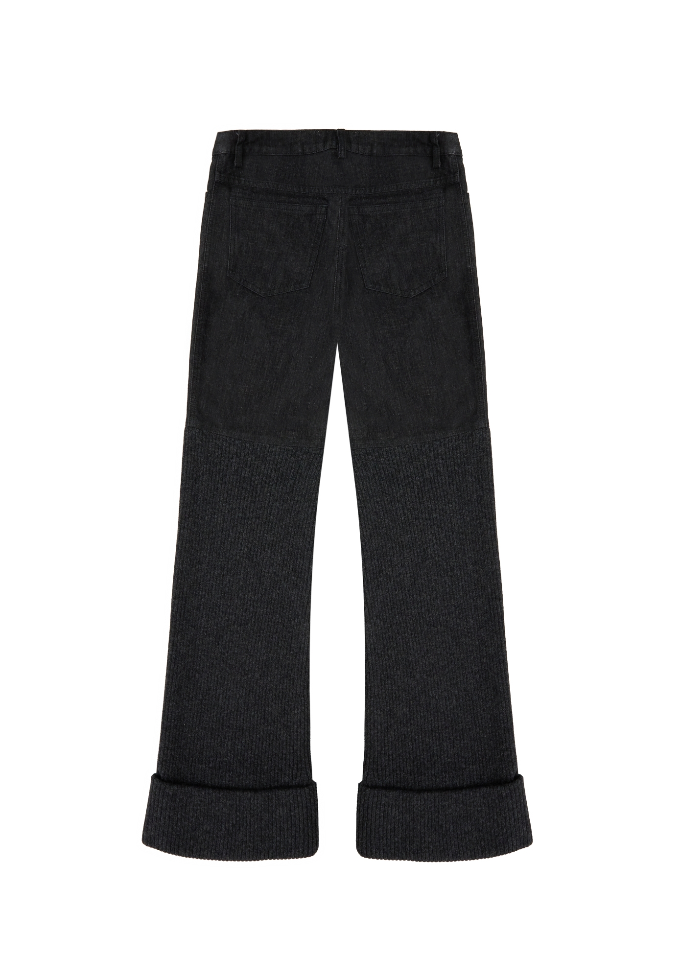 Chanel Dark Gray Jeans With Knit Insert