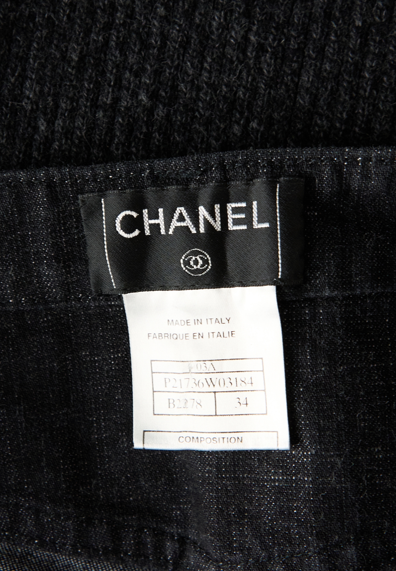 Chanel Dark Gray Jeans With Knit Insert