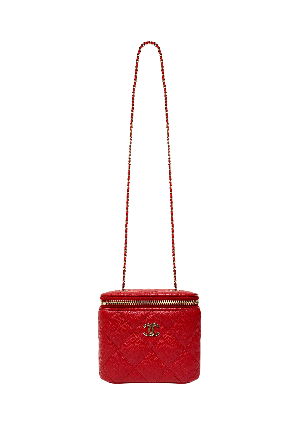 Chanel Vanity Case Red Caviar Leather Bag
