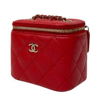 Chanel Vanity Case Red Caviar Leather Bag