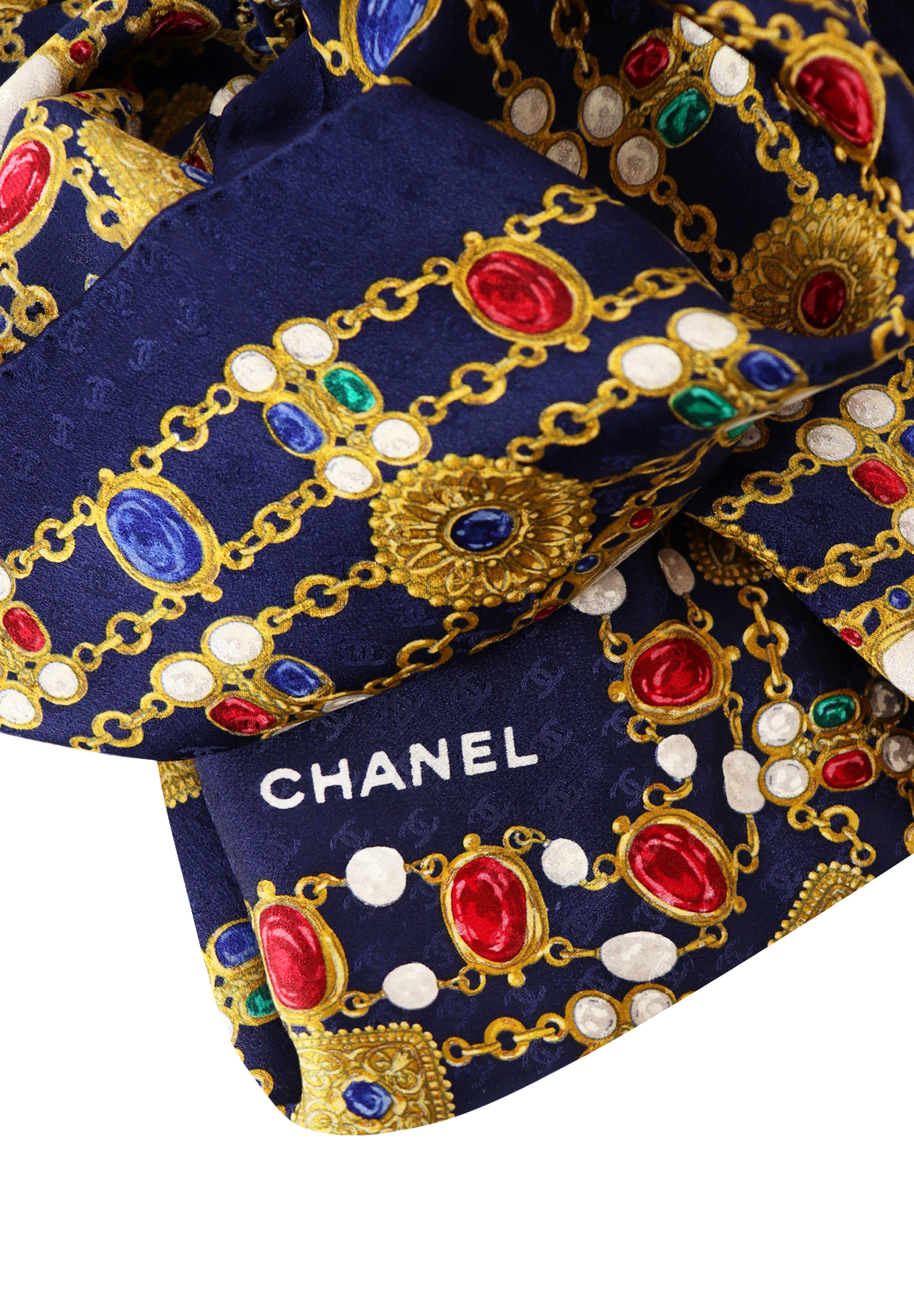 Chanel Silk Scarf With Crystals