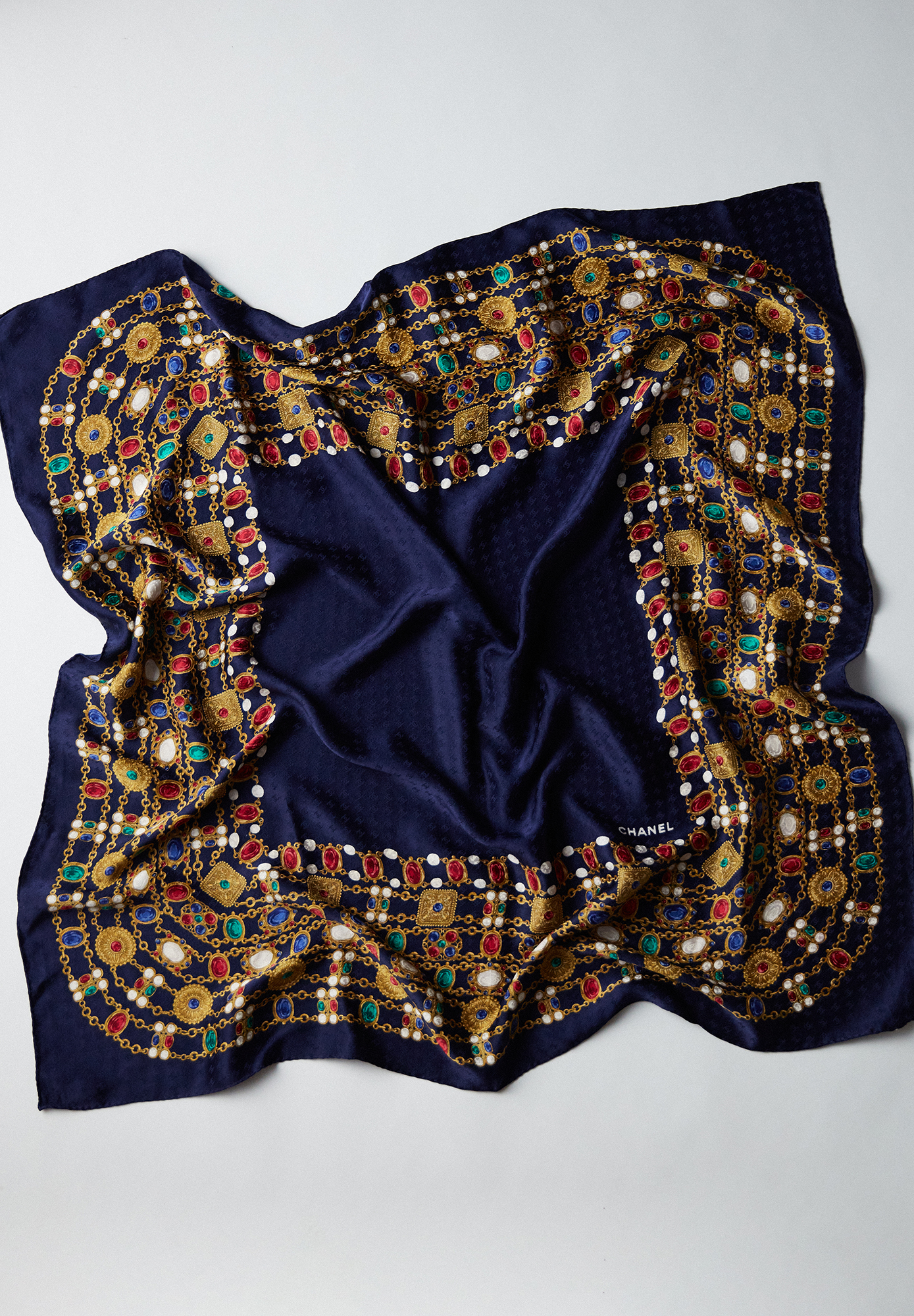 Chanel Silk Scarf With Crystals