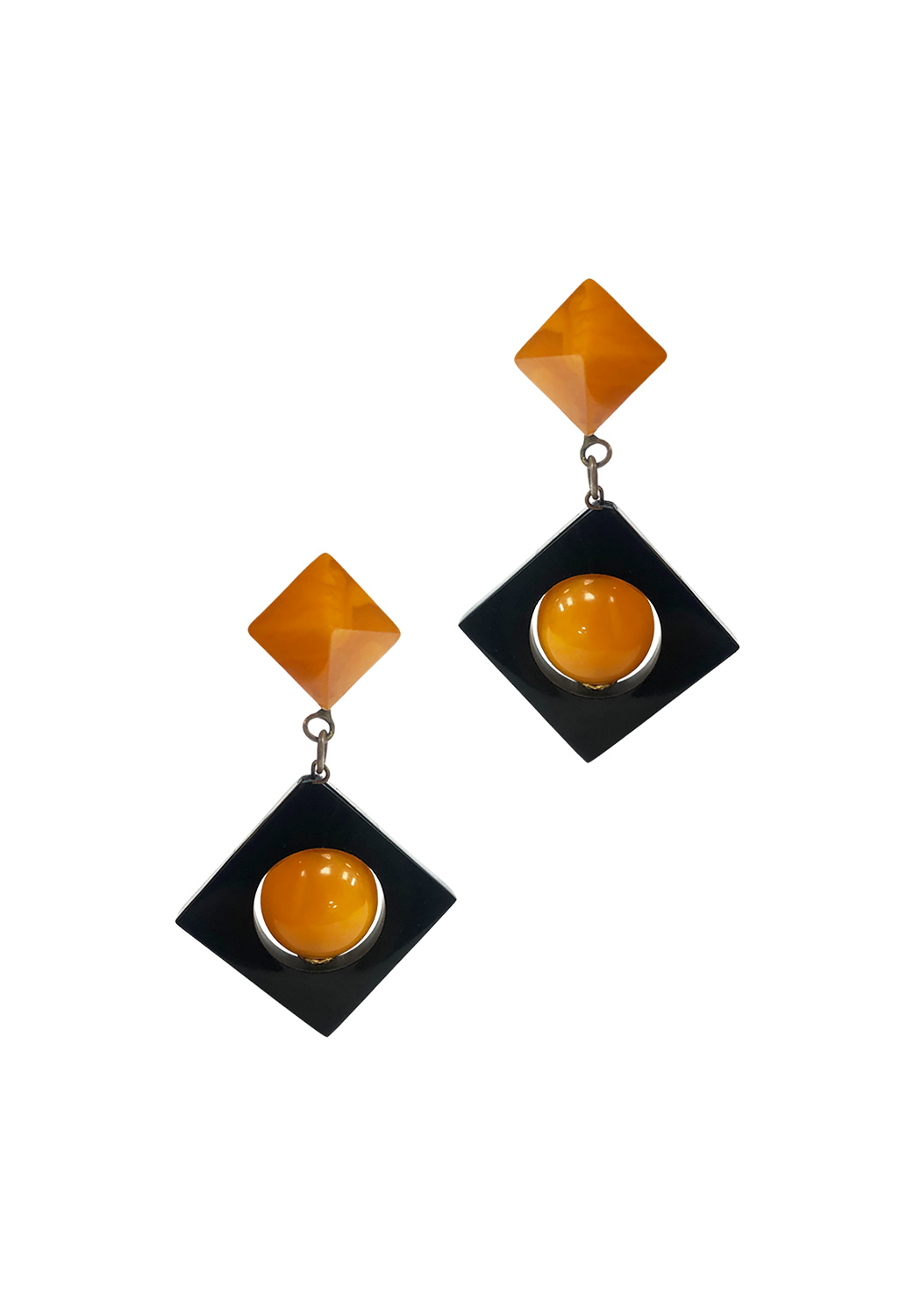Orange pendants clip-on earrings