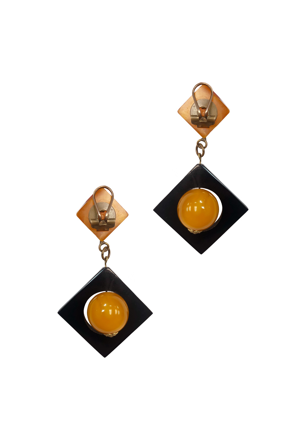 Orange pendants clip-on earrings