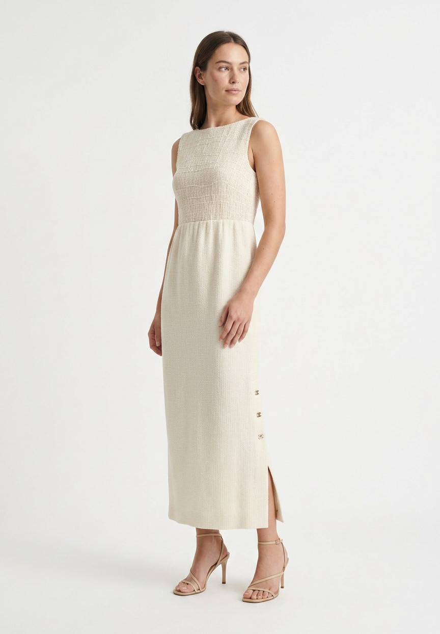Chanel Ivory Tweed Dress