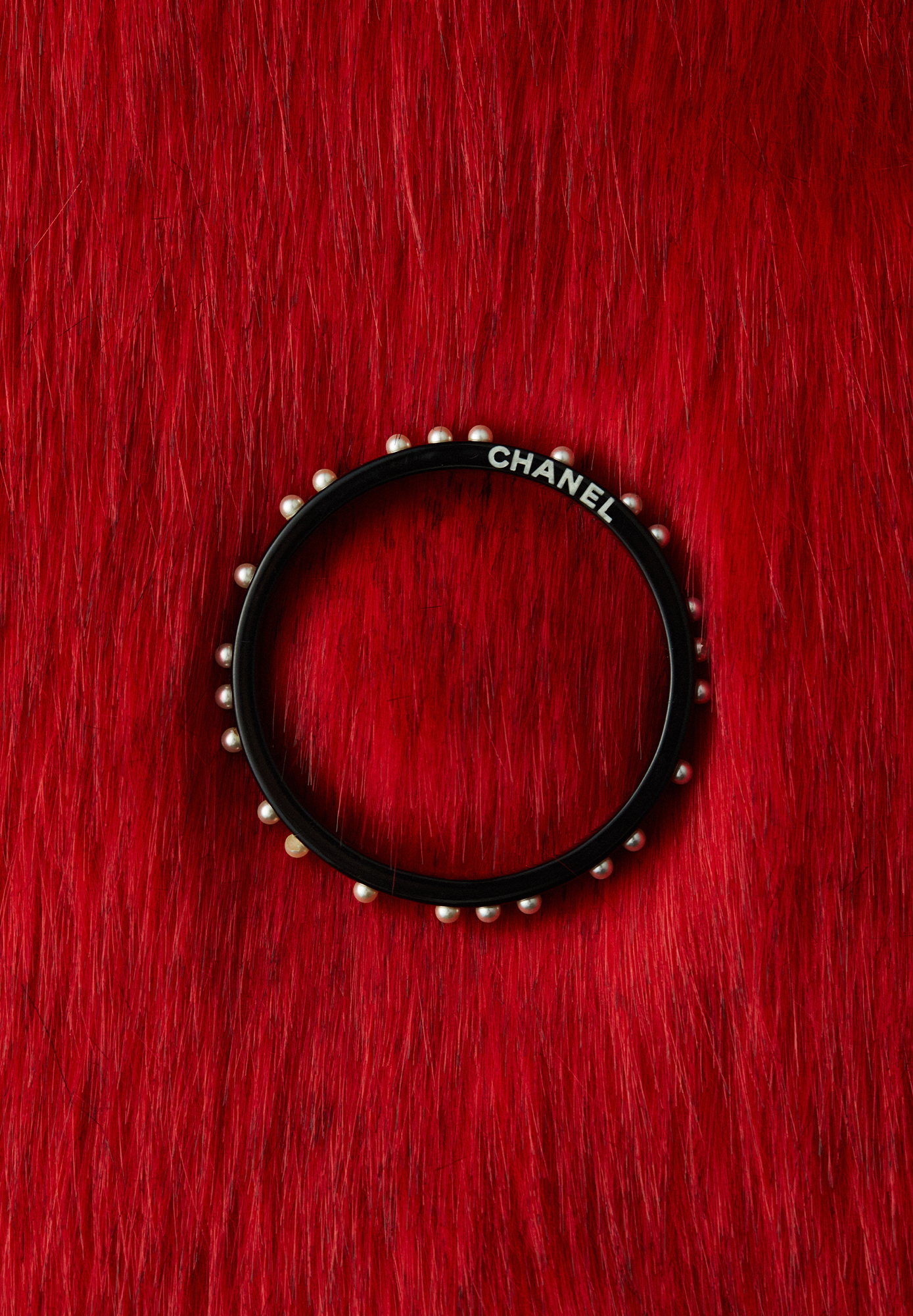 Chanel Black Bracelet With Pearls