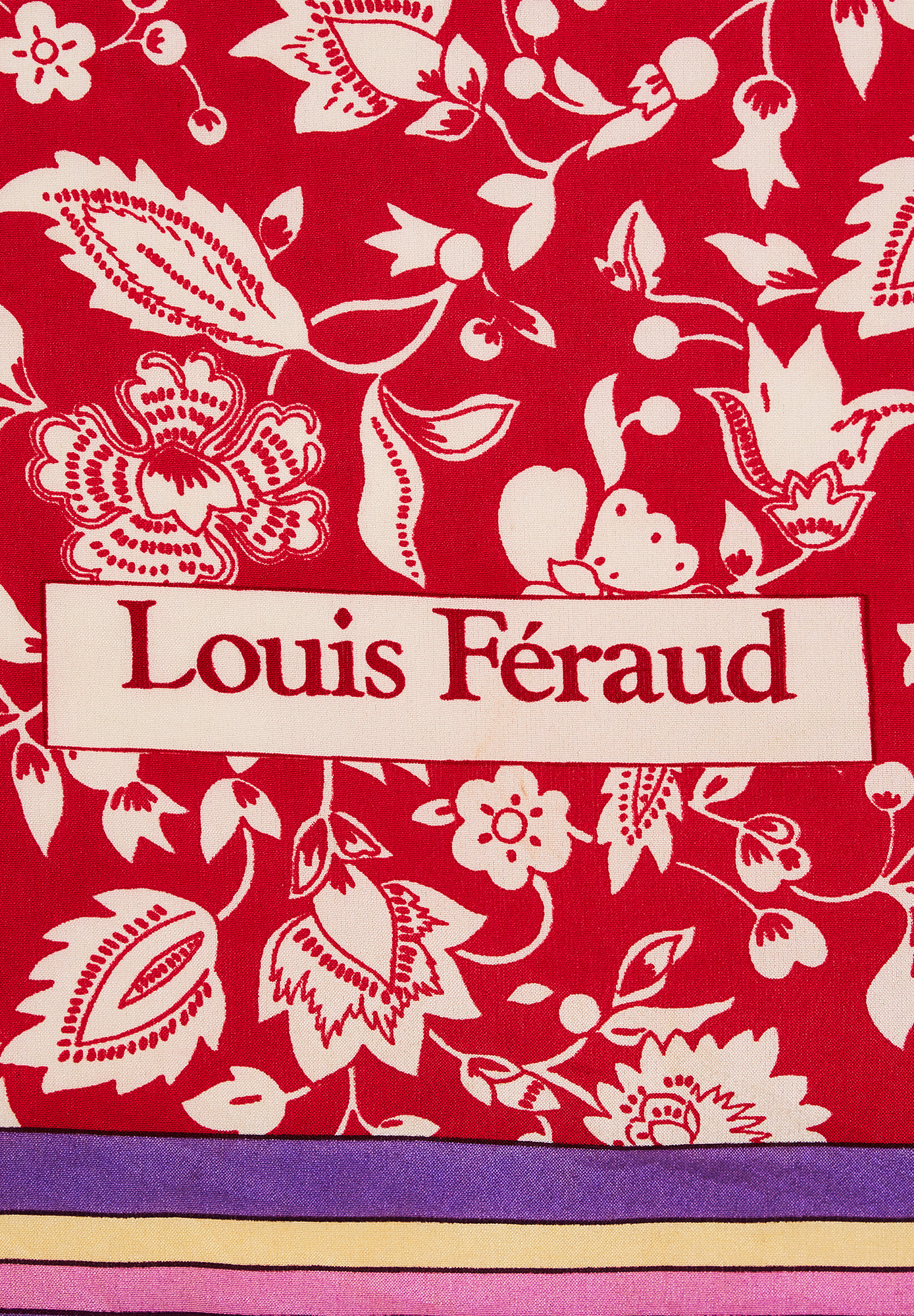 Red Floral-Print Louis Feraud Scarf